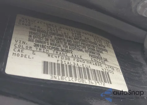 2011 Nissan Versa S/Sl из США, поврежденный, VIN 3N1BC1CP0BL363972